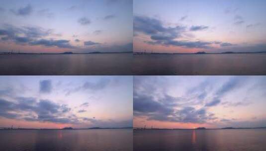 钱塘江畔的日出高清在线视频素材下载