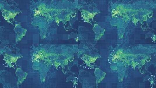 绿色世界地图网络辐射发散高清在线视频素材下载