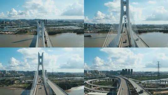 大桥河流城市风光宣传片素材高清在线视频素材下载