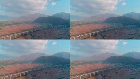 航拍保山潞江坝潞江大桥高清在线视频素材下载