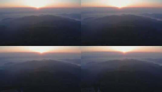 黄土高原地貌植被晨雾高清在线视频素材下载