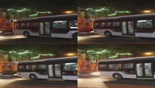 甜爱路公交车夜景高清在线视频素材下载