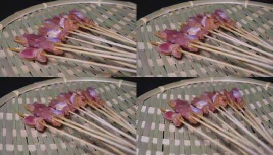 鸡胗串小串肉串钵钵鸡炸串烤串美食高清在线视频素材下载
