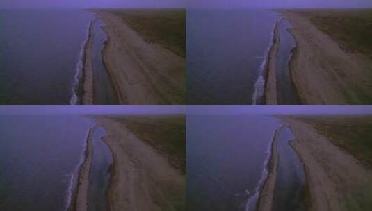 黄昏时分青海湖畔沙滩草原航拍风景高清在线视频素材下载