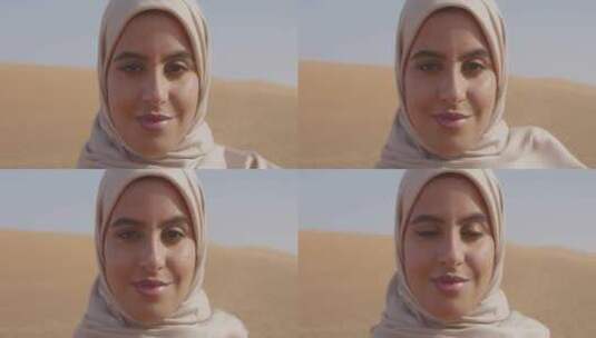 戴头巾的女人特写肖像高清在线视频素材下载