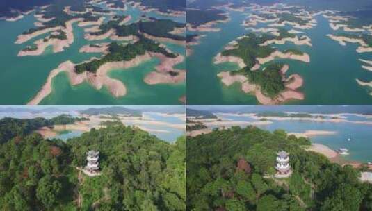航拍广东河源万绿湖（第二段）高清在线视频素材下载