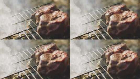 烤架上的烤肉高清在线视频素材下载