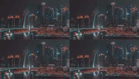 4k延时夜景重庆洪崖洞嘉陵江大桥CBD高清在线视频素材下载