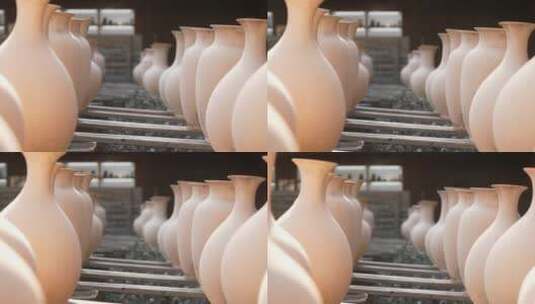 景德镇陶瓷作坊工厂半成品瓷器高清在线视频素材下载