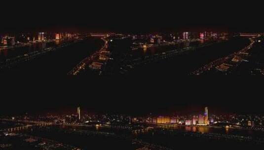 长沙CBD湘江夜景航拍高清在线视频素材下载