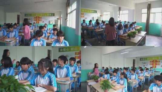 中学学生语文课堂老师讲学生学习高清在线视频素材下载