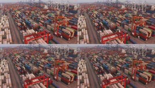 上海繁忙码头港口延时航拍高清在线视频素材下载