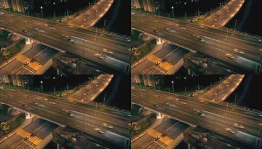 城市延时夜景航拍立交桥车流高清在线视频素材下载