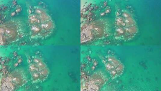 海南 文昌 淇水湾 礁石 海滩 航拍高清在线视频素材下载