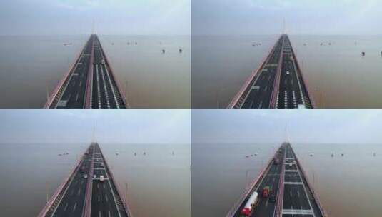 嘉兴海盐县杭州湾跨海大桥航拍4K高清在线视频素材下载