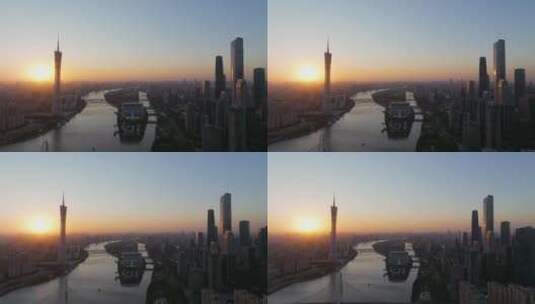 广州塔珠江新城航拍大气镜头高清在线视频素材下载