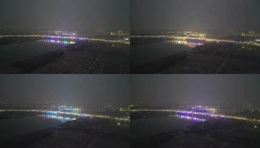 南沙凤凰二桥夜景航拍风光高清在线视频素材下载