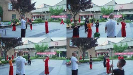国家非遗中国红拳培训小孩武术高清在线视频素材下载
