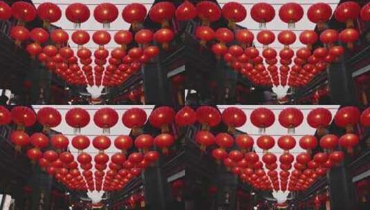 传统节日元宵节红灯笼天津古文化街庙会人群高清在线视频素材下载