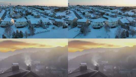 冬季雪后的东北农村日出高清在线视频素材下载