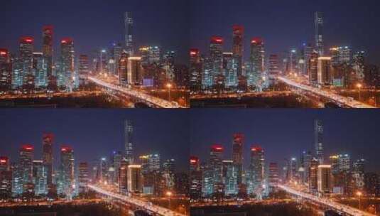 北京CBD繁华城市夜景高清在线视频素材下载