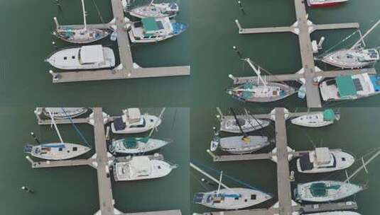 夏威夷科奥利纳停泊的船只沿着码头俯瞰高清在线视频素材下载