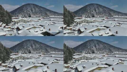 黑龙江雪乡冬季风光航拍高清在线视频素材下载