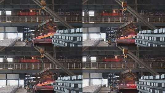 实拍钢铁企业冶金工厂安全生产炼钢钢坯高清在线视频素材下载