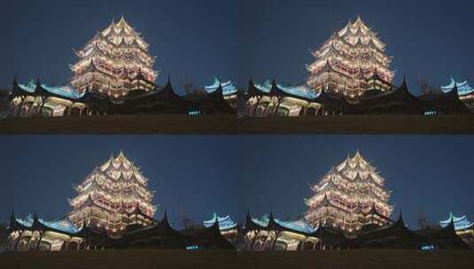 重庆地标鸿恩寺夜景高清在线视频素材下载