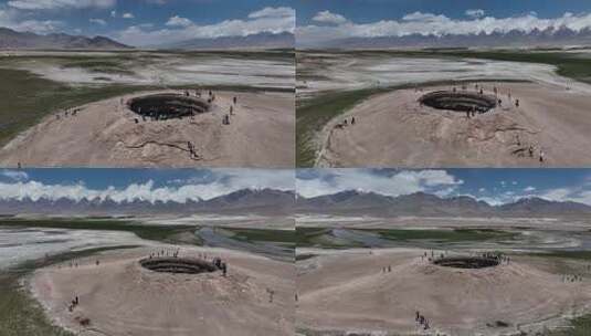 新疆喀什航拍木吉火山口十八罗汉峰高清在线视频素材下载