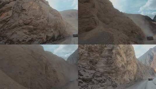 西藏旅游风光318国道塌方落石路段高清在线视频素材下载