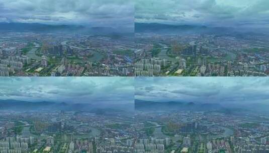 台州城市地标航拍延时云层翻涌高清在线视频素材下载