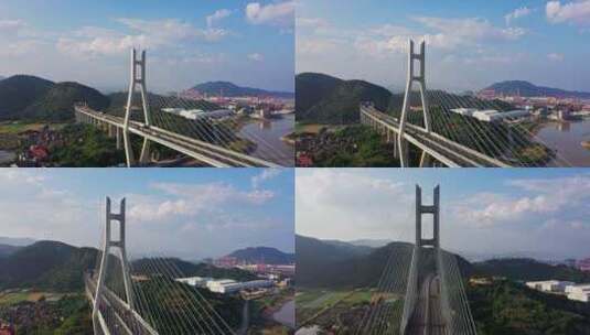 福州长门特大桥航拍桥梁右环绕高清在线视频素材下载