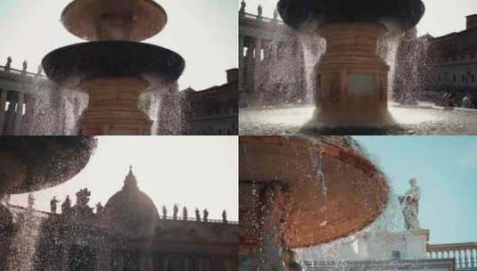 梵蒂冈大教堂喷泉人像雕塑意大利罗马高清在线视频素材下载