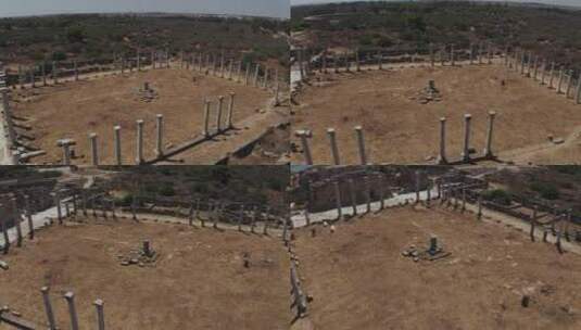 萨拉米斯古城的鸟瞰图。北塞浦路斯。高清在线视频素材下载