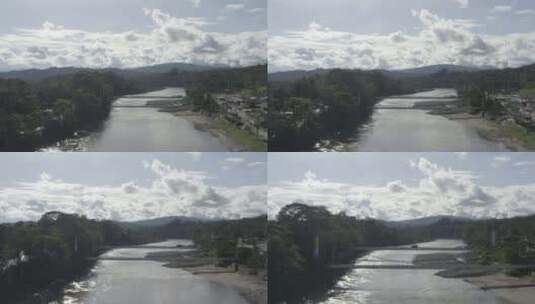 鸟瞰，接近南美洲的两座大桥高清在线视频素材下载