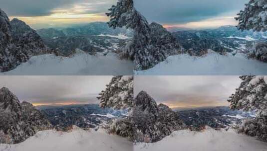 冬天太行山雪景延时太阳光穿过云层立冬至高清在线视频素材下载