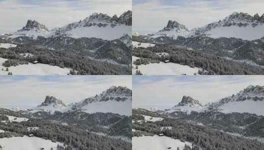 冬天意大利阿尔卑斯山中部美丽的白云石山脉。区域无人机视频高清在线视频素材下载