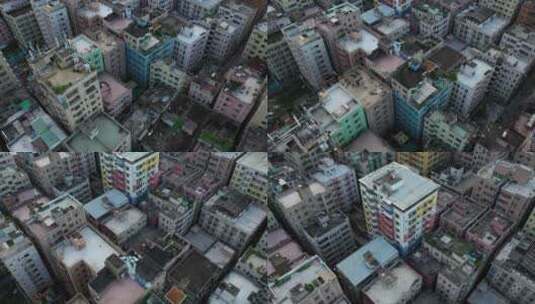深圳城市城中村建筑大芬村上沙下沙航拍高清在线视频素材下载
