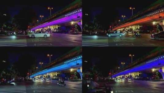繁忙 生活 城市夜景 红绿灯 过马路 车流高清在线视频素材下载
