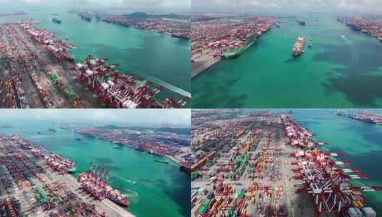 港口 码头 邮轮靠岸 经济贸易集装箱 物流高清在线视频素材下载