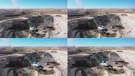 煤矿工程机械设施鸟瞰图高清在线视频素材下载