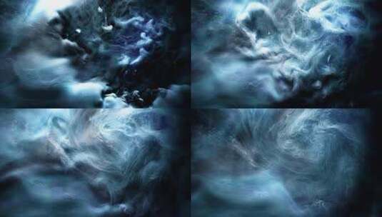 抽象墨水漩涡爆炸蓝色混合烟雾_p高清在线视频素材下载