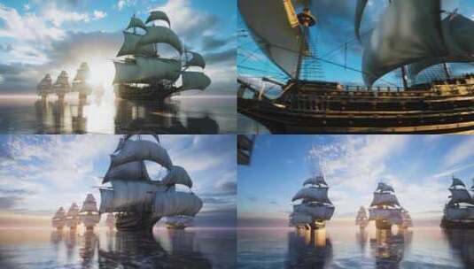 扬帆起航 丝绸之路 古代帆船高清在线视频素材下载