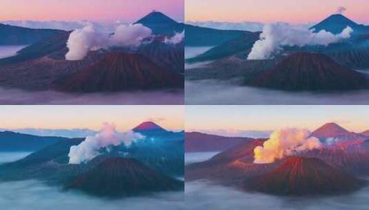 美丽的布罗莫火山景观日出高清在线视频素材下载
