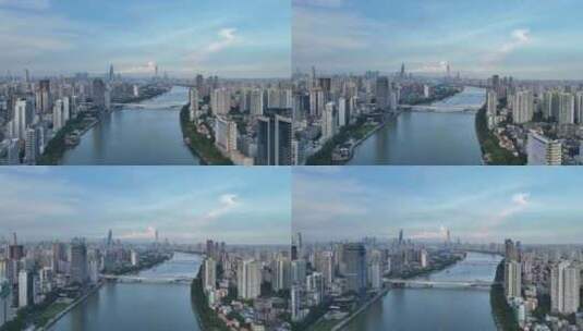 广东广州珠江两岸的越秀区和海珠区城市风光高清在线视频素材下载