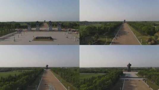 江苏丰县“汉皇祖陵”刘邦像 4K航拍高清在线视频素材下载