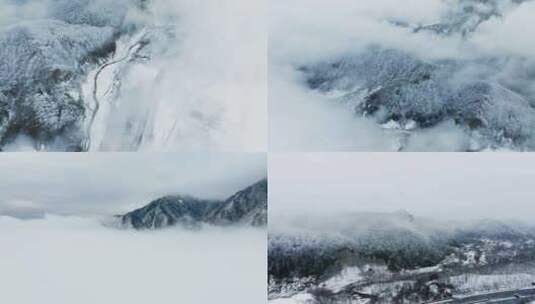 山地 草原 森林雪景航拍高清在线视频素材下载