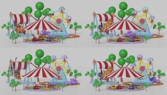 游乐场运行的概念动画游乐主题高清在线视频素材下载