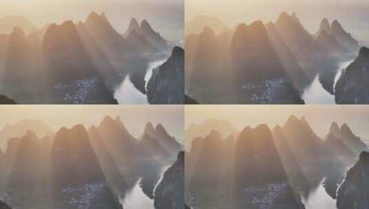 航拍桂林风光桂林山水高清在线视频素材下载
